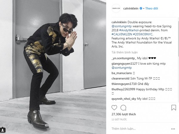 Sơn Tùng M-TP xuất hiện trên Instagram của thương hiệu thời trang nổi tiếng Calvin Klein