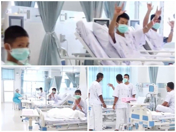Những hình ảnh đầu tiên của đội bóng nhí Thái Lan tại bệnh viện sau chuỗi ngày mắc kẹt