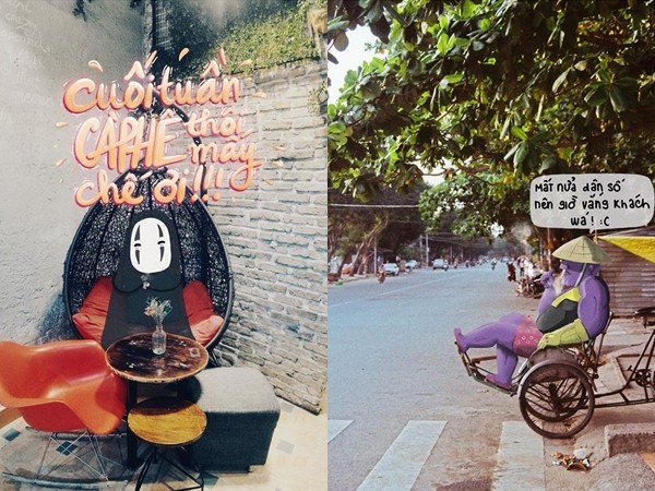 Ngắm bộ ảnh siêu dễ thương: Vô Diện ghé Sài Gòn, Thanos đạp xe xích lô