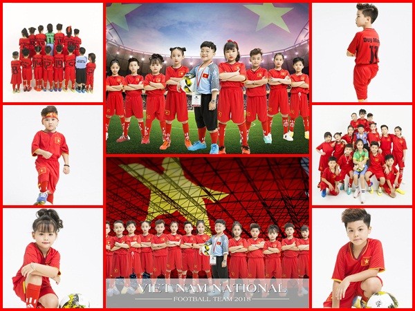 Dàn nhóc tì đáng yêu hoá “tuyển nhí” cổ vũ đội tuyển Olympic Việt Nam
