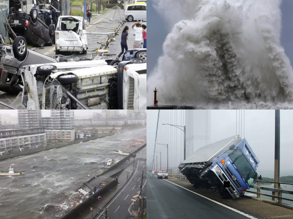 Hình ảnh siêu bão ở Nhật Bản: Tàu đâm gãy cầu, cụ ông bị thổi từ chung cư xuống đất