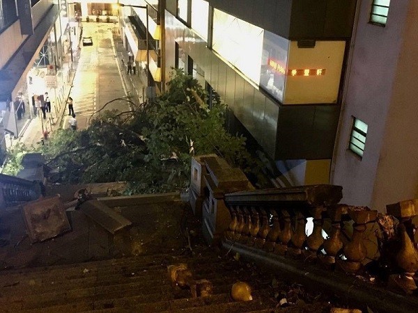 Cây cầu thang huyền thoại của fan TVB bị bão "Măng Cụt" tàn phá