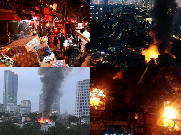 Hà Nội: Hàng loạt ngôi nhà trên đường Đê La Thành bốc cháy dữ dội