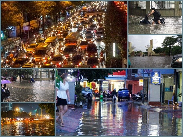 Ngập nước, tắc đường khắp Hà Nội sau cơn mưa lớn cuối chiều