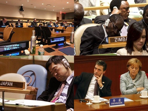 Tấm ảnh ngủ gật và cách chợp mắt ở Liên Hợp Quốc