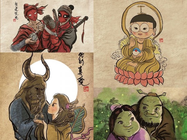 Chiêm ngưỡng dung nhan của các nhân vật nổi tiếng khi "xuyên không" vào tranh dân gian Trung Quốc