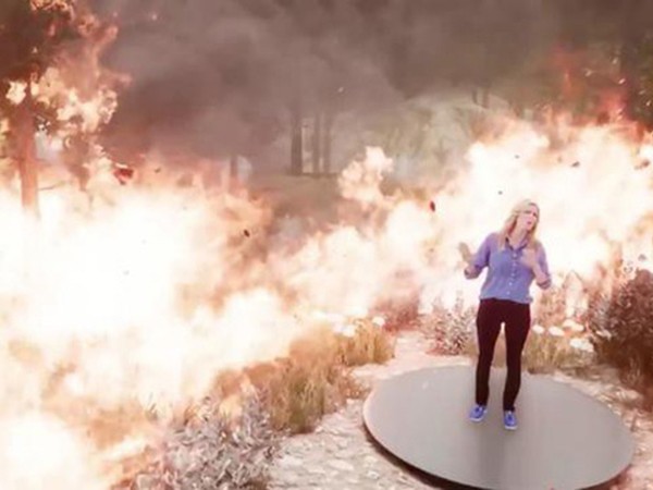 Kênh truyền hình Mỹ “nhấn chìm” MC trong biển lửa cháy rừng bằng công nghệ 3D