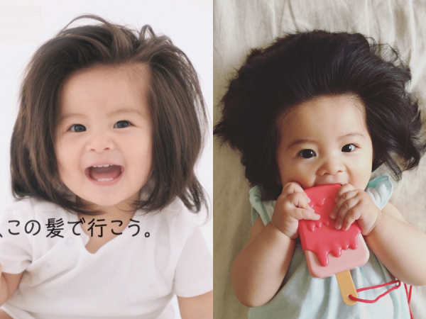 Em bé 1 tuổi Nhật Bản kiếm ra tiền nhờ mái tóc độc đáo của mình