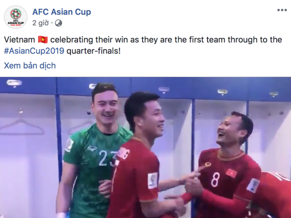 BTC Asian Cup tung clip cầu thủ Việt Nam ăn mừng chiến thắng trong phòng thay đồ