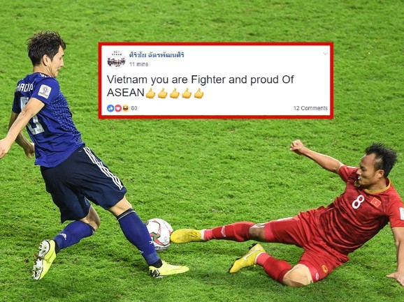 Cổ động viên châu Á "ngả mũ" trước đội tuyển Việt Nam sau trận tứ kết với Nhật Bản