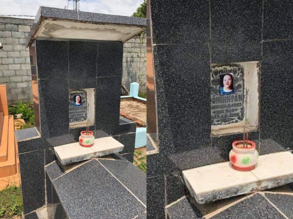SỐC: Hàng loạt ngôi mộ trong cùng nghĩa trang bị dán ảnh người phụ nữ lạ