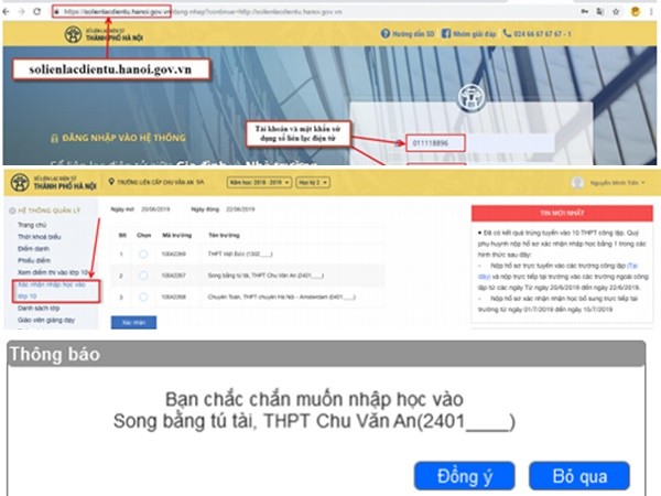 Hướng dẫn cách xác nhận nhập học trực tuyến vào lớp 10 tại Hà Nội