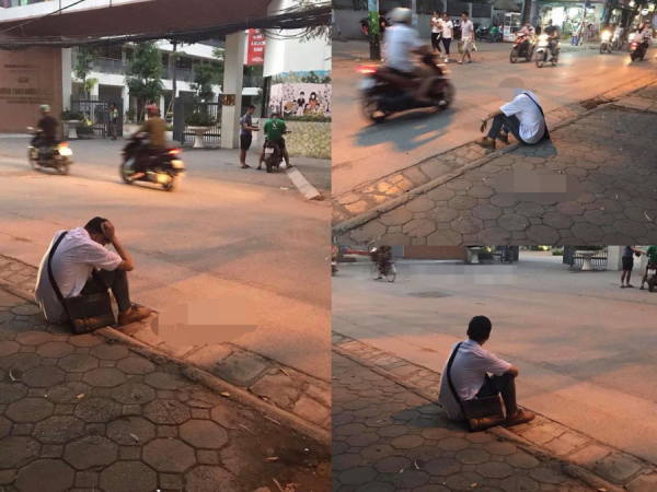 Bức ảnh nam sinh ôm đầu ngồi bên vệ đường sau kỳ thi khiến dân mạng xót xa