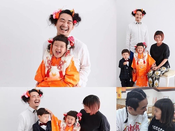 Ông bố Nhật Bản nuôi tóc dài để chụp ảnh "ton sur ton" với con gái