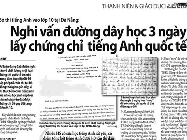Giáo viên tố cáo không đồng ý với kết luận việc bỏ thi ngoại ngữ lớp 10 ở Đà Nẵng