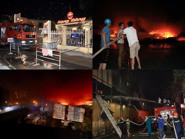 Xuyên đêm dập tắt đám cháy tại nhà máy bóng đèn phích nước Rạng Đông