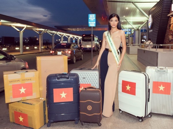 Á hậu Kiều Loan mang 150 kg hành lý tham gia "Miss Grand International"