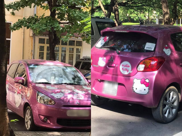 Giảng viên ĐH Khoa học Tự nhiên đi ô tô màu hồng, dán hình "Hello Kitty" khiến sinh viên phát cuồng