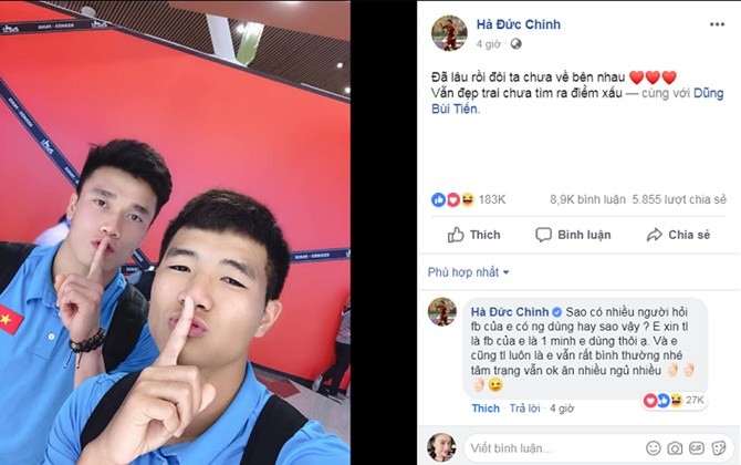 Đăng ảnh 4 tiếng nhận gần 200.000 likes, đến Đức Chinh cũng tưởng Facebook bị lỗi